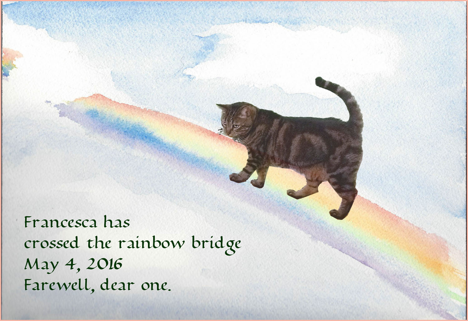 Francesca has crossed the Rainbow Bridge